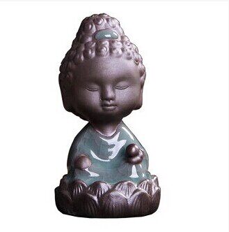 紫砂茶宠哥窑龙泉青瓷小佛祖摆件释迦摩尼坐莲小如来佛限量特价