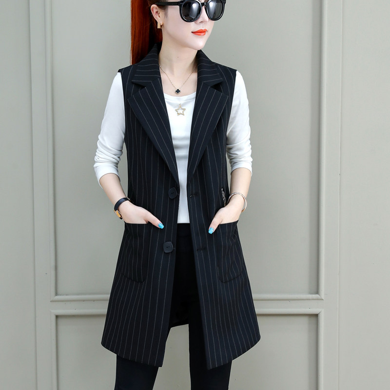 西装马甲女春秋中长款外搭2022新款洋气时髦外穿工装西服马夹外套