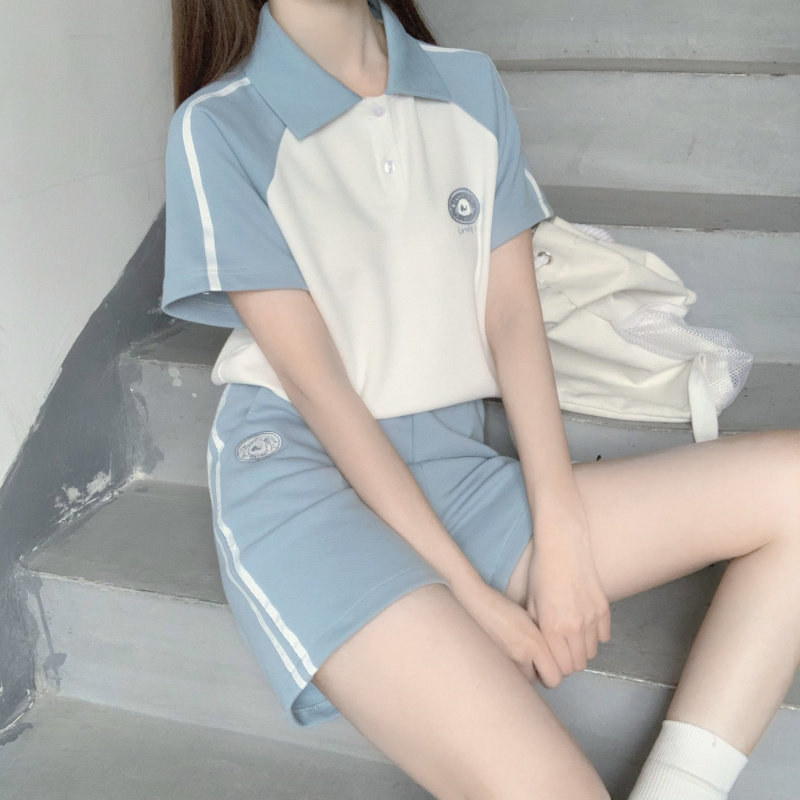 安可原创可爱爱生活夏季新款jk制服宽松运动服休闲运动套装