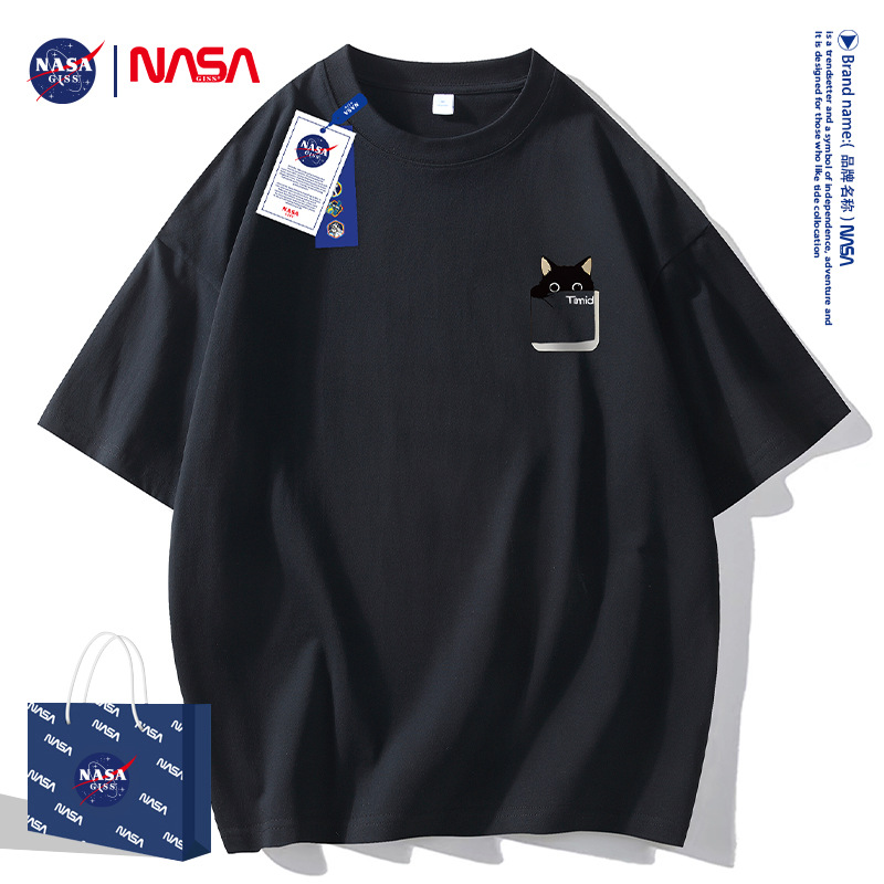 NASA200克夏新款短袖t恤男潮牌潮流男装衣服宽松休闲印花大码t恤