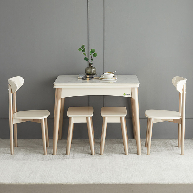 靠墙折叠岩板餐桌家用小户户型现代简约长方形多功能餐桌