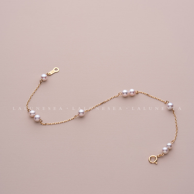 手链月亮卿音剔透镜面18k黄金镜莹珠裸珍珠手饰