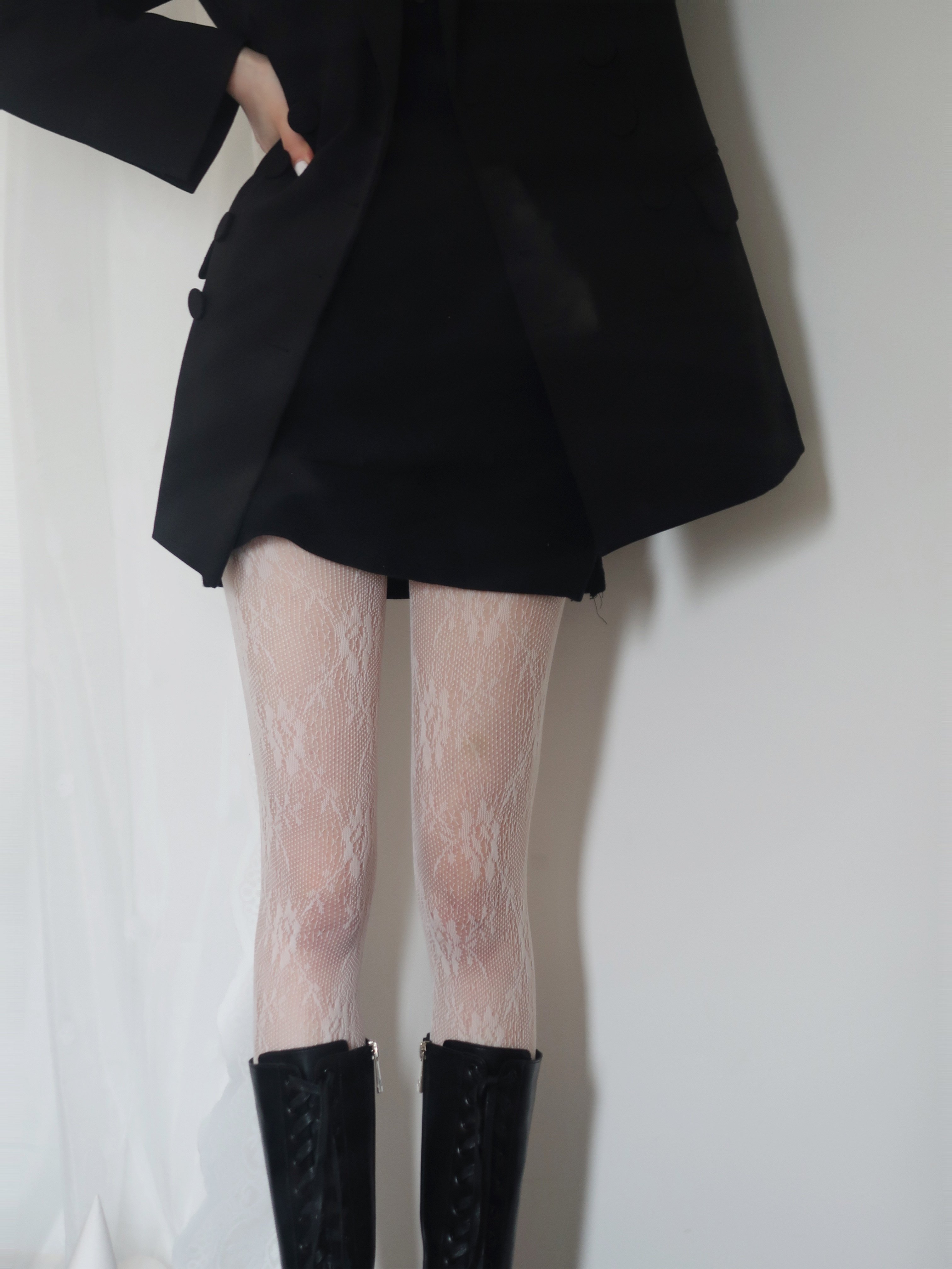 丝袜蕾丝陆甜茶日系lolita复古软妹连裤袜白色网纱中筒袜