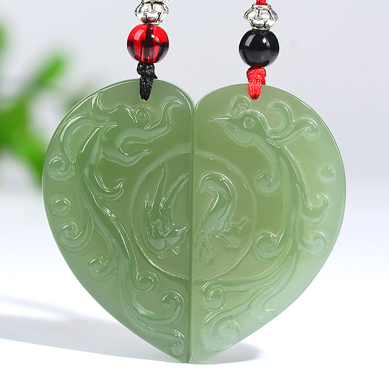 天然和田玉白玉吊坠情侣款一对龙凤玉佩男士女款玉坠定情信物玉石