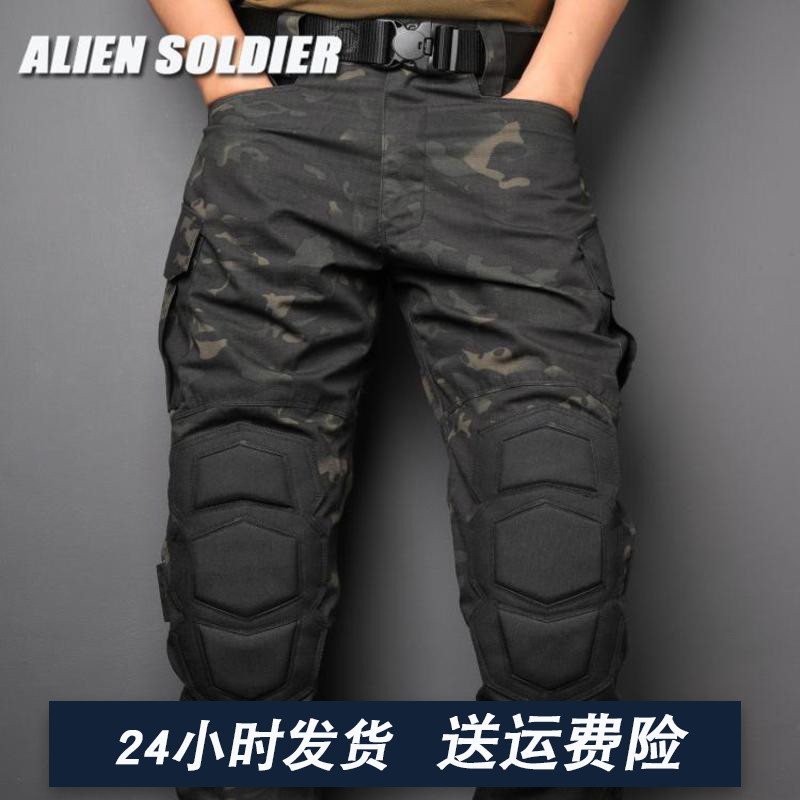 异种兵春秋冬季机车骑行防护型迷彩战术工装长裤男子军迷户外服饰