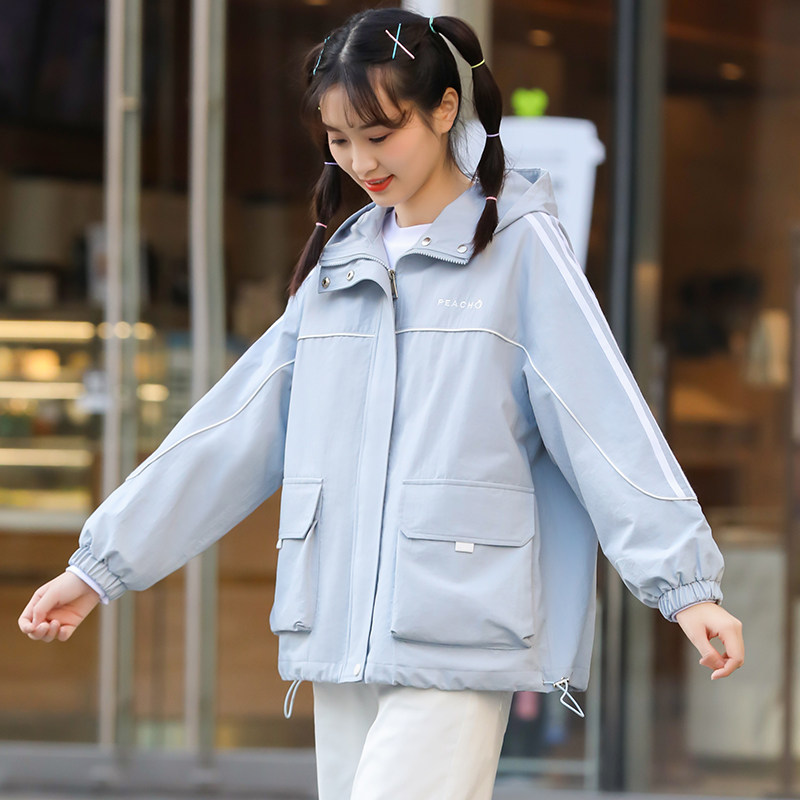 工装外套少女女派克服春秋初中中学生高中女生韩版短外套