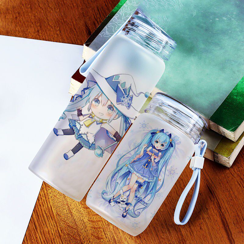 水杯初音动漫周边未来磨砂杯子雪初玻璃杯玻璃杯