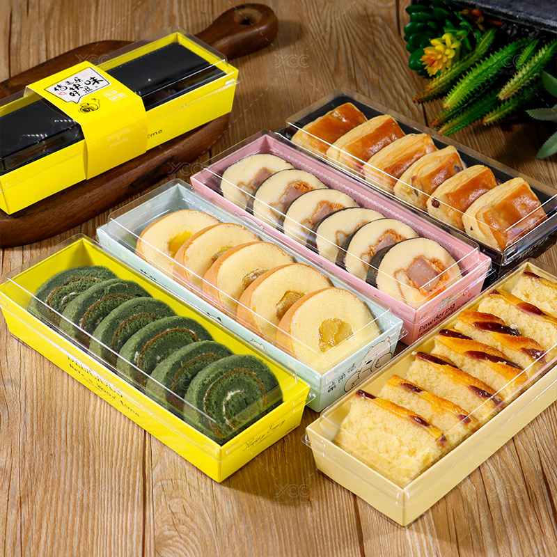 烘焙包装系列梯形蛋糕卷切件绿豆阶梯吸塑虎皮点心包装盒