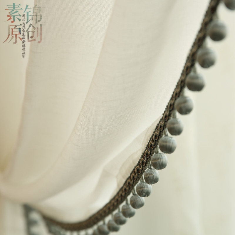 轻烟罗纱素锦美式轻奢白纱飘窗客厅阳台纱帘定制窗帘