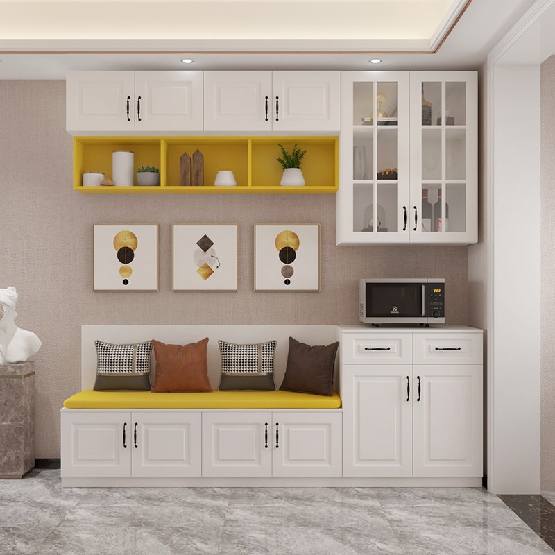 卡座餐边柜一体靠墙家用酒柜餐厅餐椅组合储物餐边柜