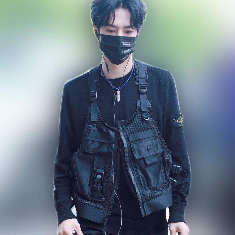 王一博马甲定制团队街舞背心战术嘻哈机能工装背心