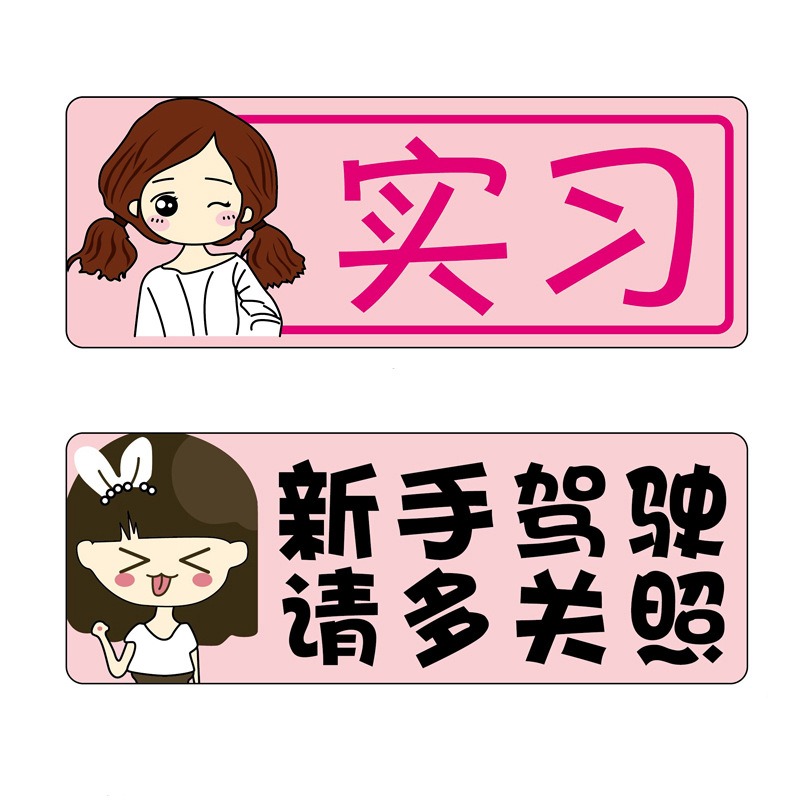 实习磁性车贴新手上路卡通可爱车身创意新手驾驶汽车装饰贴