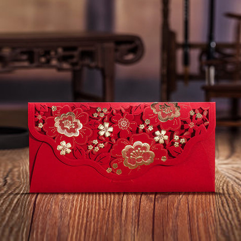 创意横版镂空烫金蝴蝶婚礼千元红包闺蜜生日结婚开业新年利是封