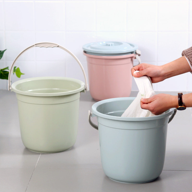 手提带盖塑料小水桶家用加厚洗衣桶子储水桶圆桶塑料桶宿舍洗衣桶