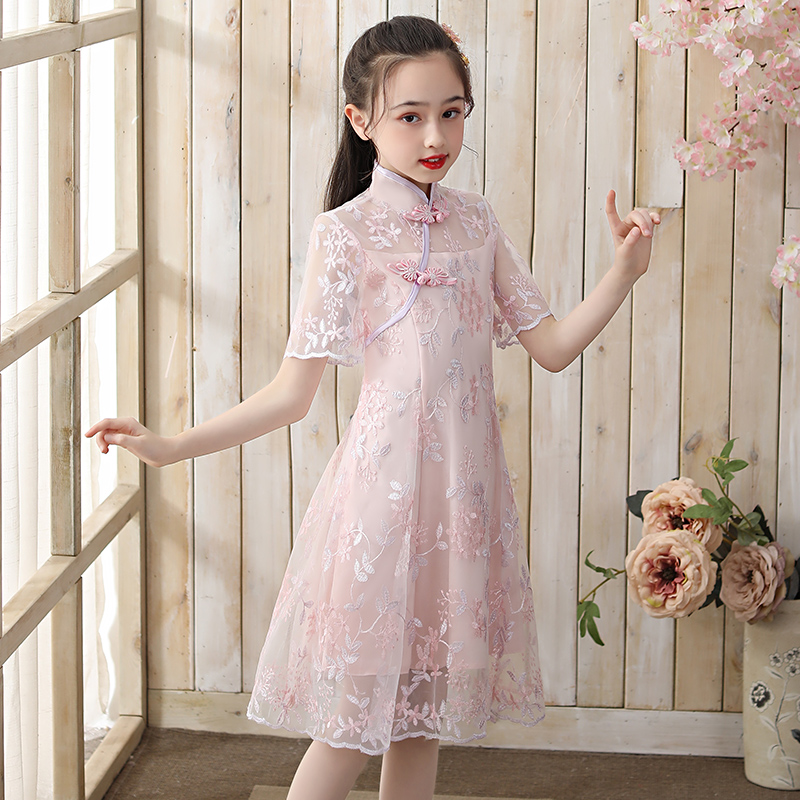 女童旗袍春夏薄款儿童唐装中国国风演出服小女孩旗袍