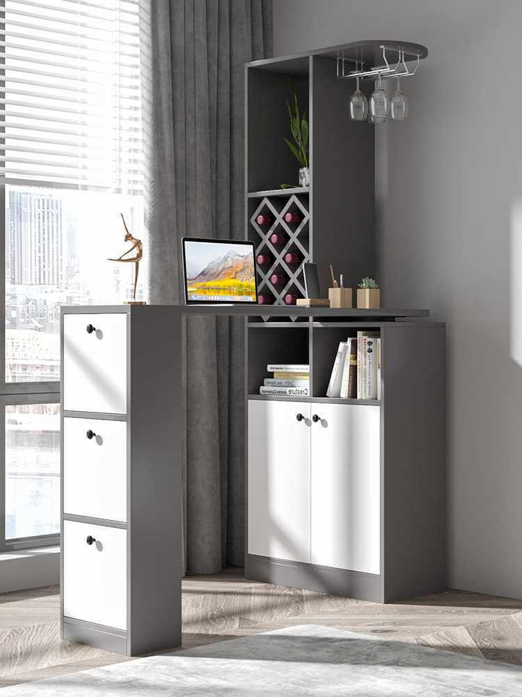 开放式厨房酒柜餐桌一体小型客厅隔断柜创意旋转小吧台带菱形格子