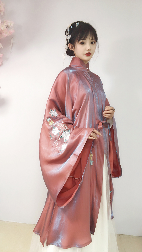 试罗香清梦原创明制汉服刺绣立领对襟长衫中国风日常