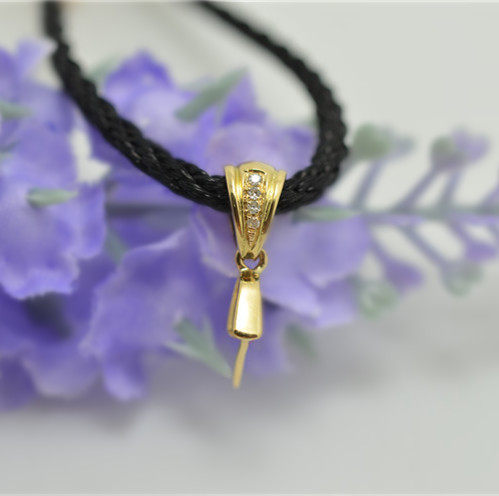 18k金吊坠扣头翡翠夹扣如意瓜子扣加厚镶钻玫瑰金扣蜜蜡挂件夹扣