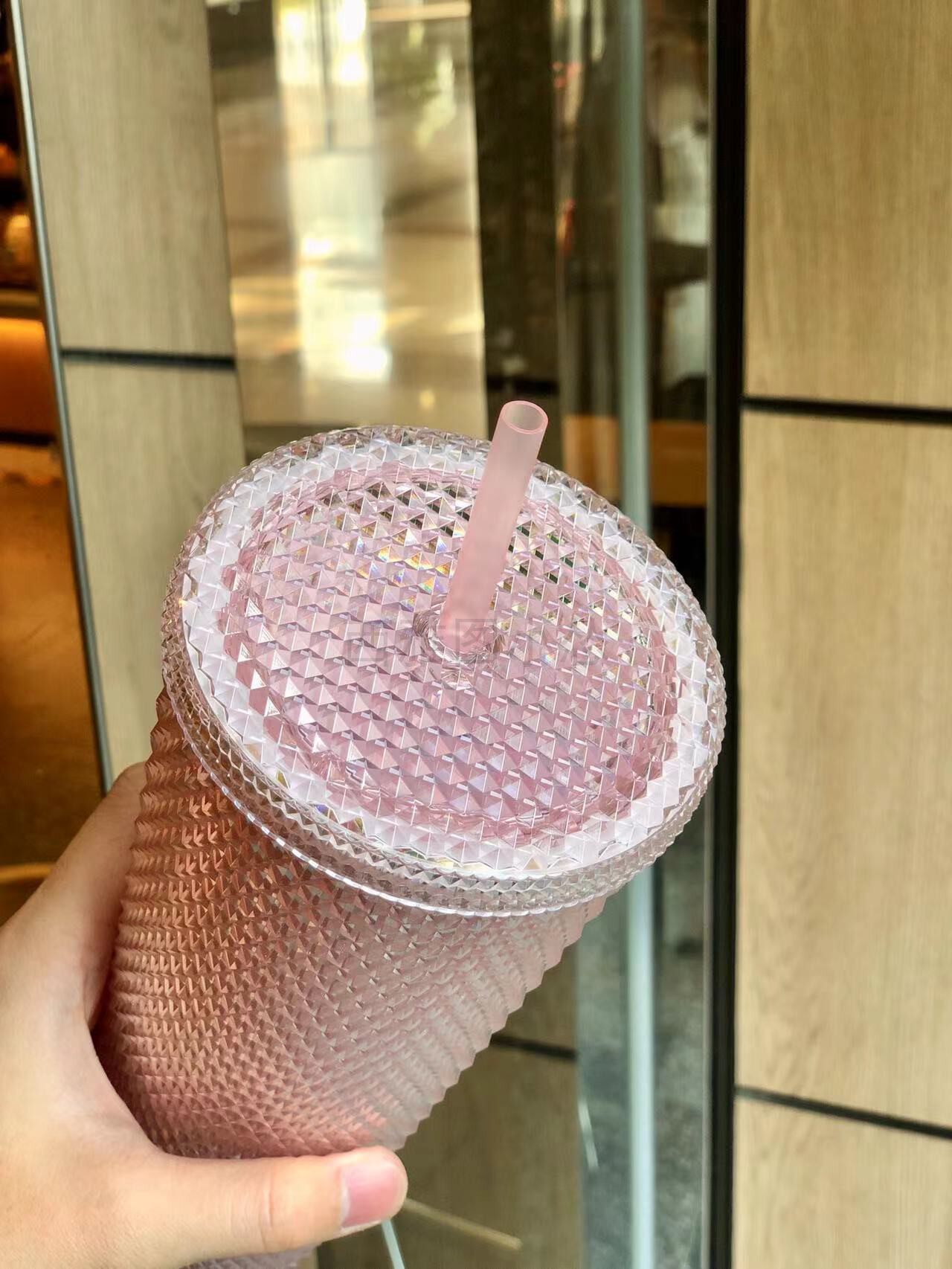星巴克杯子2022粉色樱花花粉塑料吸管710ml榴莲吸管杯
