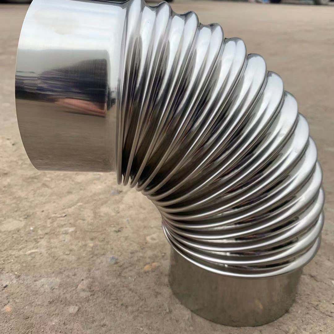 弯头烟管不锈钢90度波纹热水器油烟机家用排烟烟囱弯头
