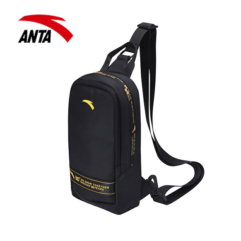 挎包安踏背包斜跨休闲黑色包黑色单肩运动新款挎包