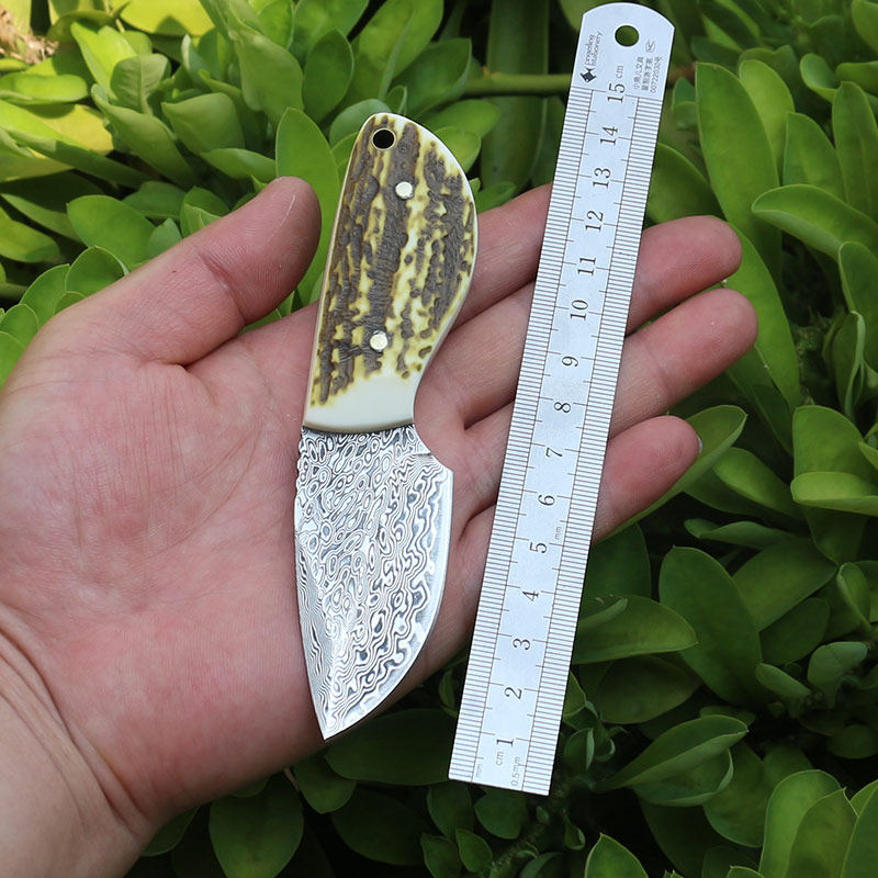 大马士革vg10小直刀一体龙骨锋利利高硬度户外迷你其他户外刀具