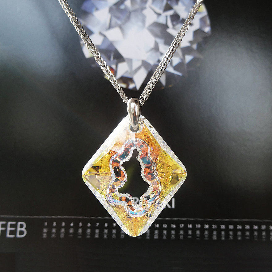 秋意浓奥地利水晶项链长款毛衣菱形吊坠s925肖邦项链