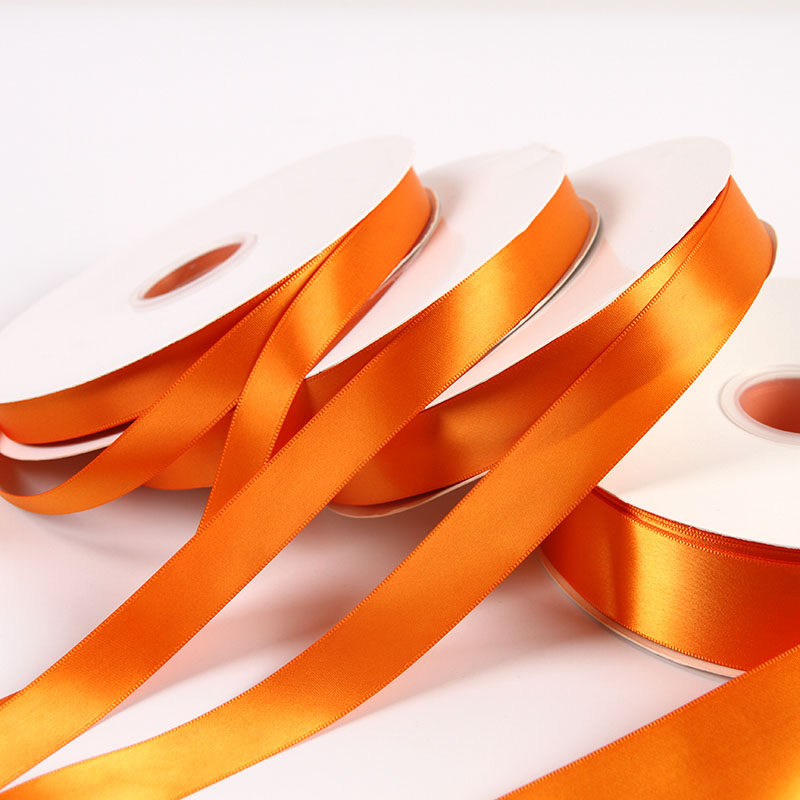桔色高密布绸带烘焙礼品包装橘色彩带花束蝴蝶结丝带万圣节爱橙色