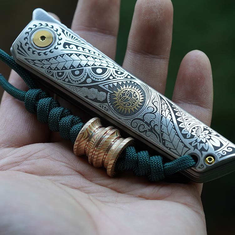 刀具配件刀坠 美国 托马斯编织纹 大马士革 刀坠 edc 手电坠 刀坠