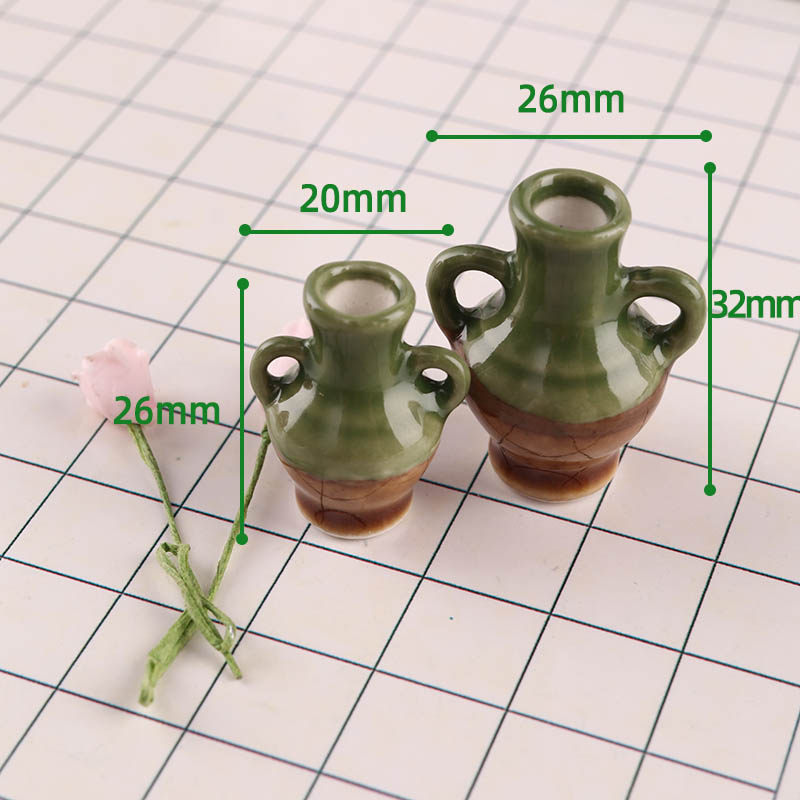 微缩食玩小布dollhouse陶瓷花瓶彩釉迷你模型12分家居