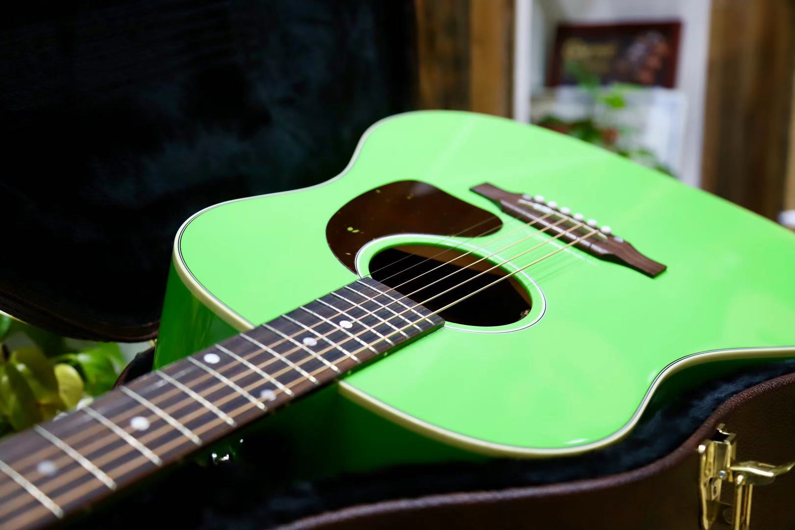 盐城琴行现货吉普森gibsonj45customshop荧光绿水鬼吉他民谣吉他
