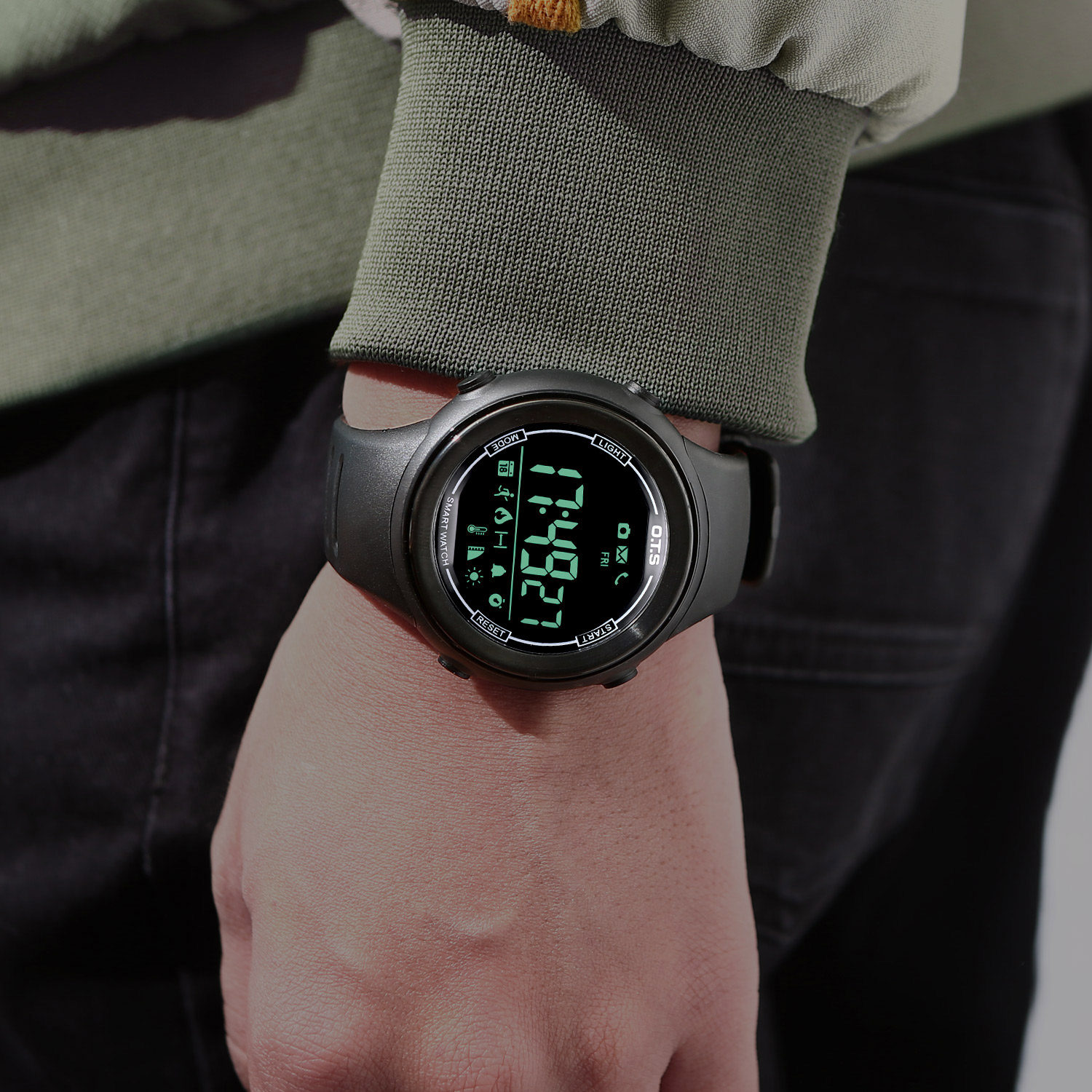 手表ots多功能计步户外防水创意数字智能潮流国产腕表