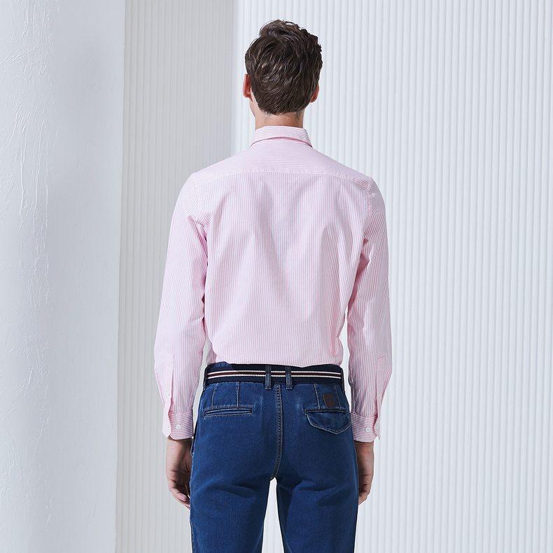 sbprc圣大保罗专柜正品男式休闲衬衣全棉条纹长袖衬衫