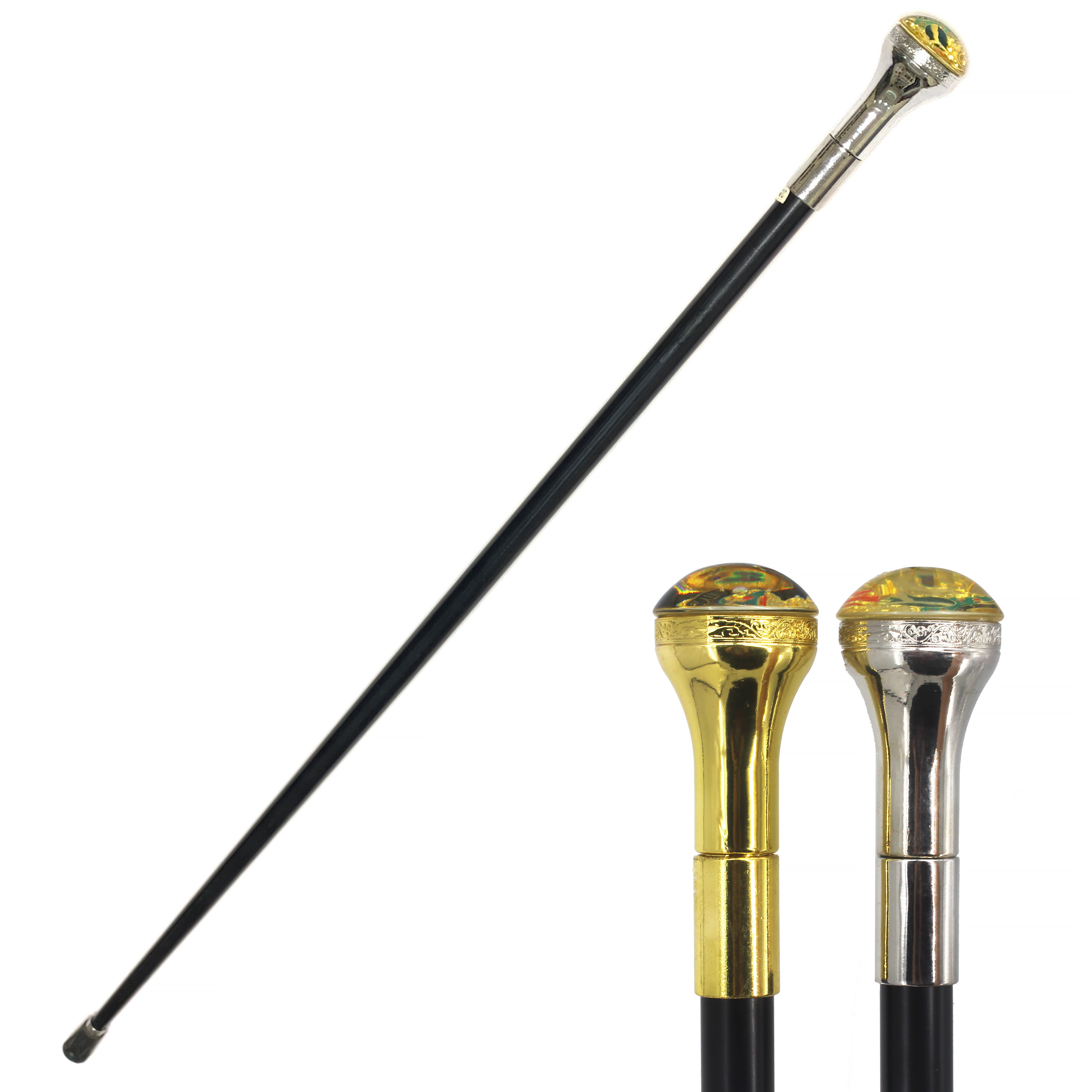 银色玻璃金属权杖英伦复古绅士手仗摄影道具登山杖