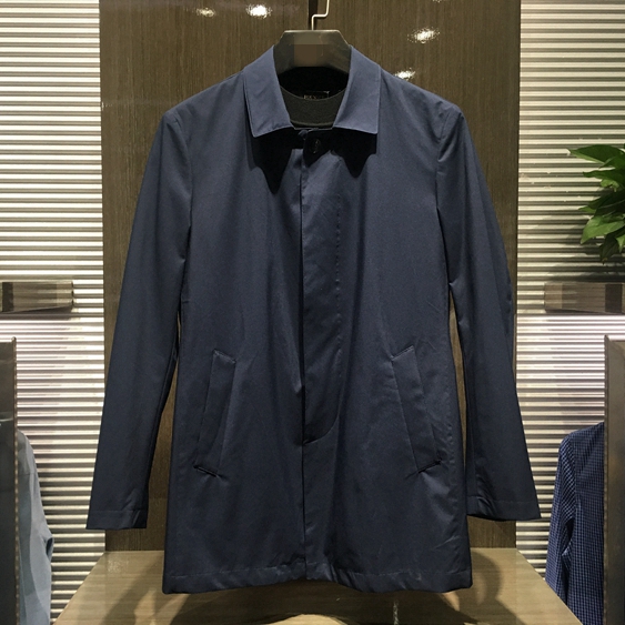 正品 品牌男装 商务休闲 春夏薄款 经典款深蓝色 无里衬男士风衣