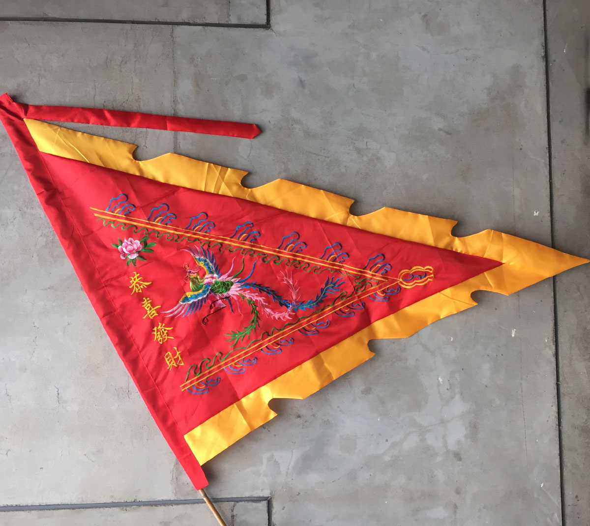 15米三角凤旗三角旗黄色龙凤彩旗双层绣花凤凰更多民间运动用品