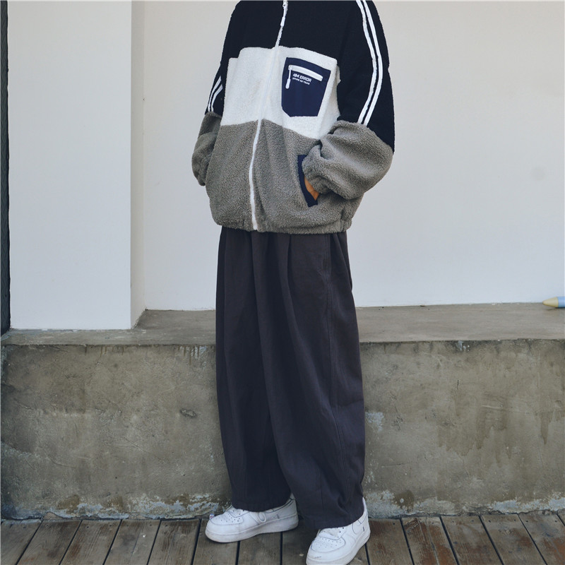 日系复古宽松大码垂感慵懒风工装裤男山系直筒廓形休闲锥形阔腿裤