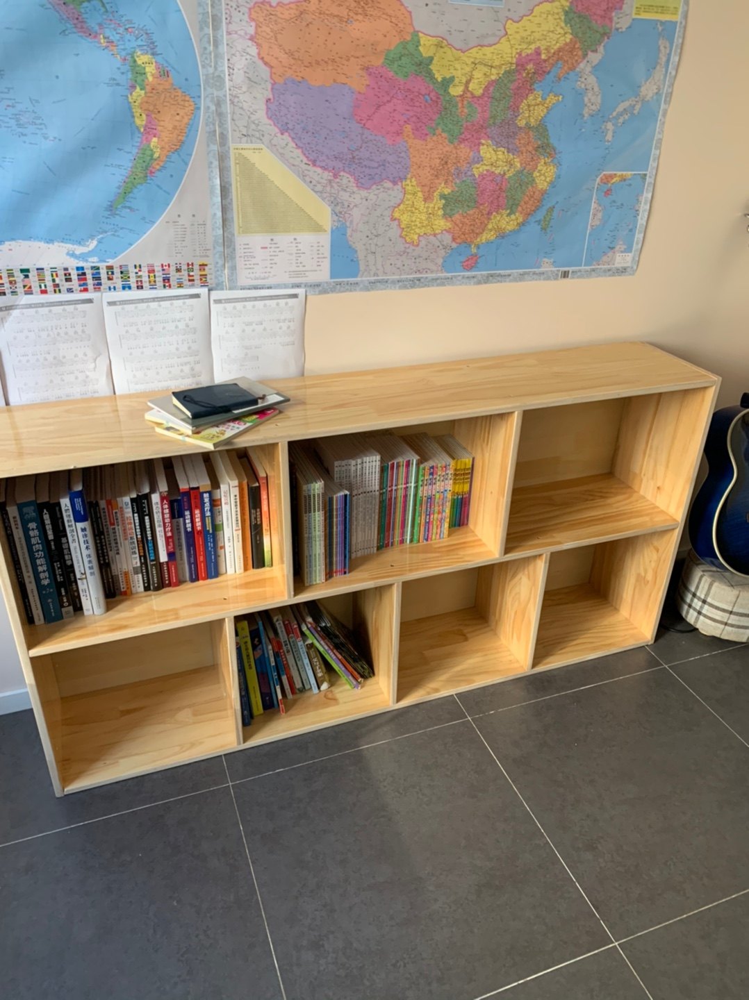 包邮实木儿童书架桌上置物架飘窗柜简约学生格子柜儿童实木书柜