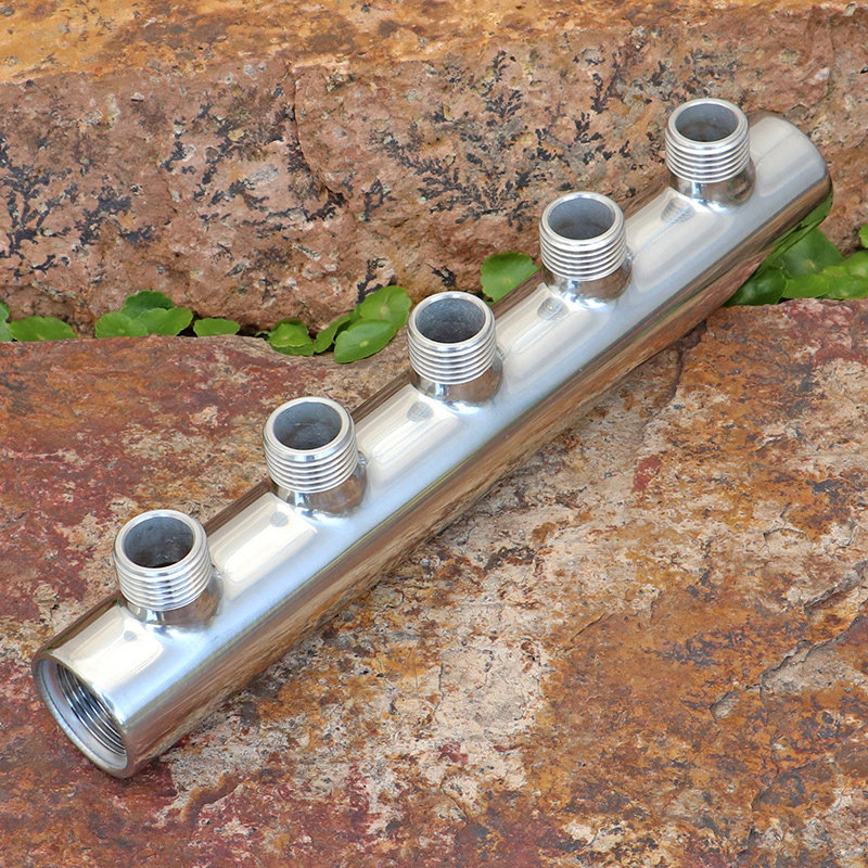 浩澜不锈钢分水器分流器三通多通多路管六分内丝四分外丝分水混集