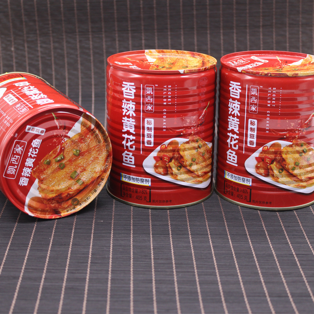 凯西家香辣黄花鱼405g3罐即食海鲜鱼罐头熟食下饭鱼类罐头