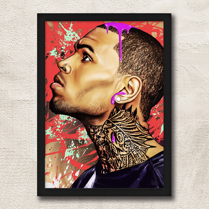 chrisbrown海报克里斯布朗带框装饰画酒吧家居宿舍现代装饰画