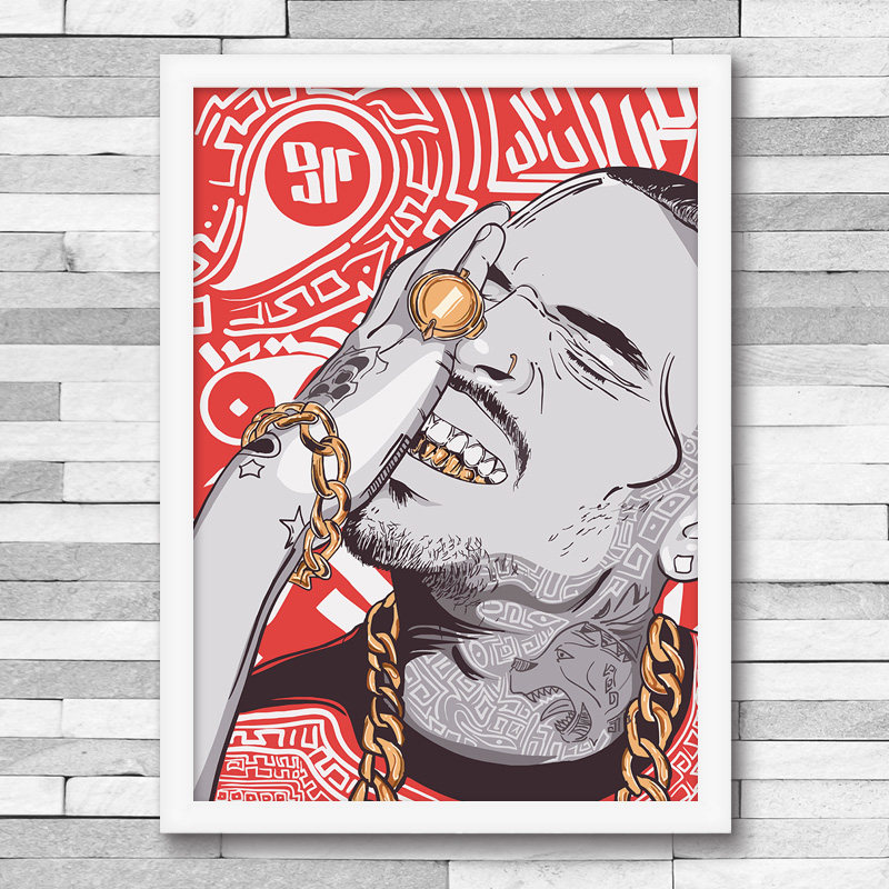 chrisbrown海报克里斯布朗带框装饰画酒吧家居宿舍现代装饰画