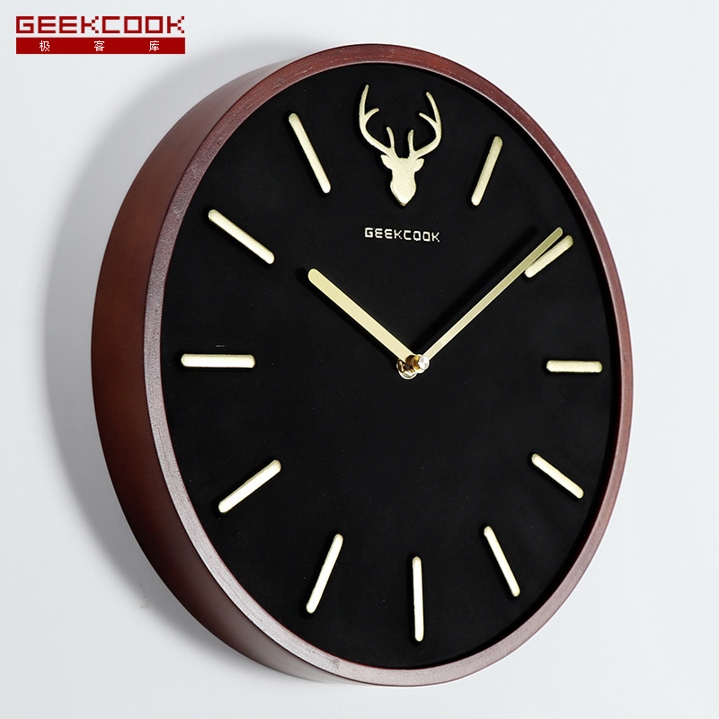 woodenlivingroomdecorativesilentquartzclock挂钟静音挂钟
