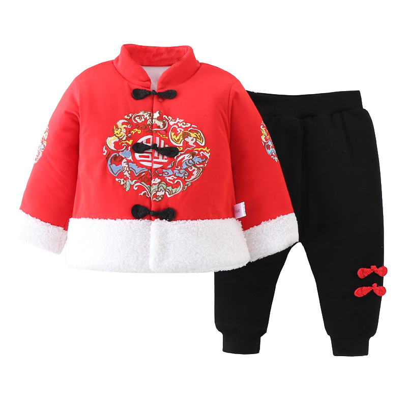 宝宝周岁婴儿唐装加厚拜年过年套装套装