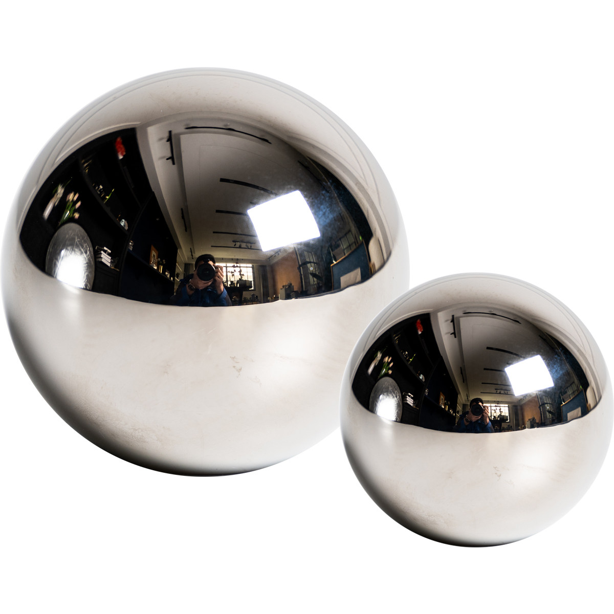 现代简约银色水晶球客厅书房办公室桌面创意几何装饰摆件