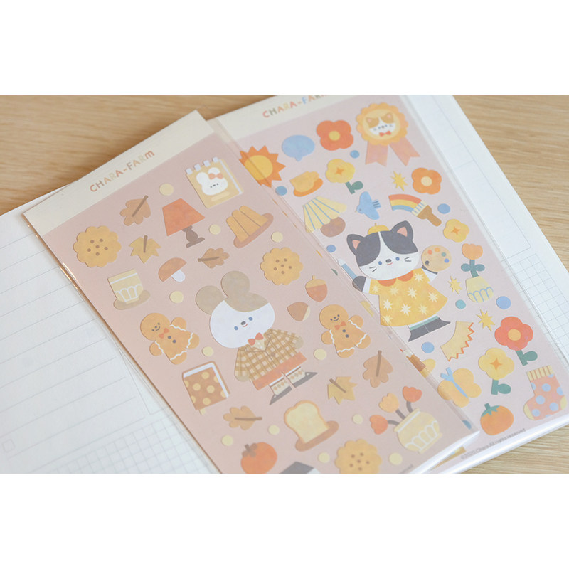 秋秋姜姜贴纸原创插画可爱卡通女孩diy笔记贴纸