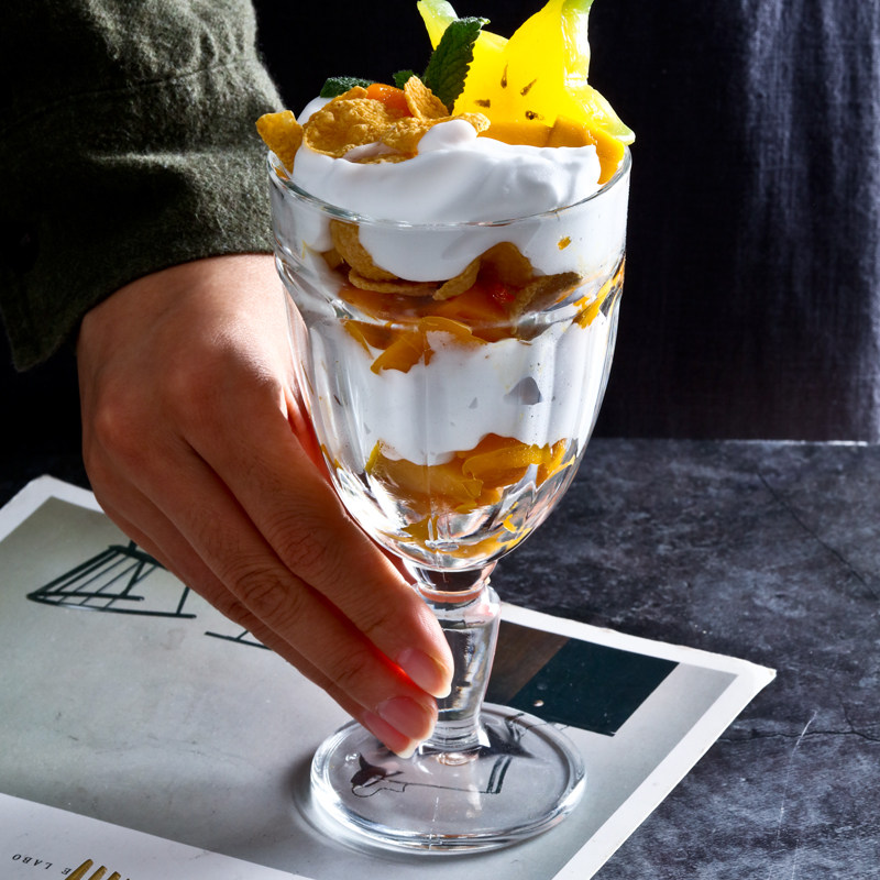 奶茶昔杯杯奶甜品雪糕冰激凌玻璃进口土耳其果汁玻璃杯