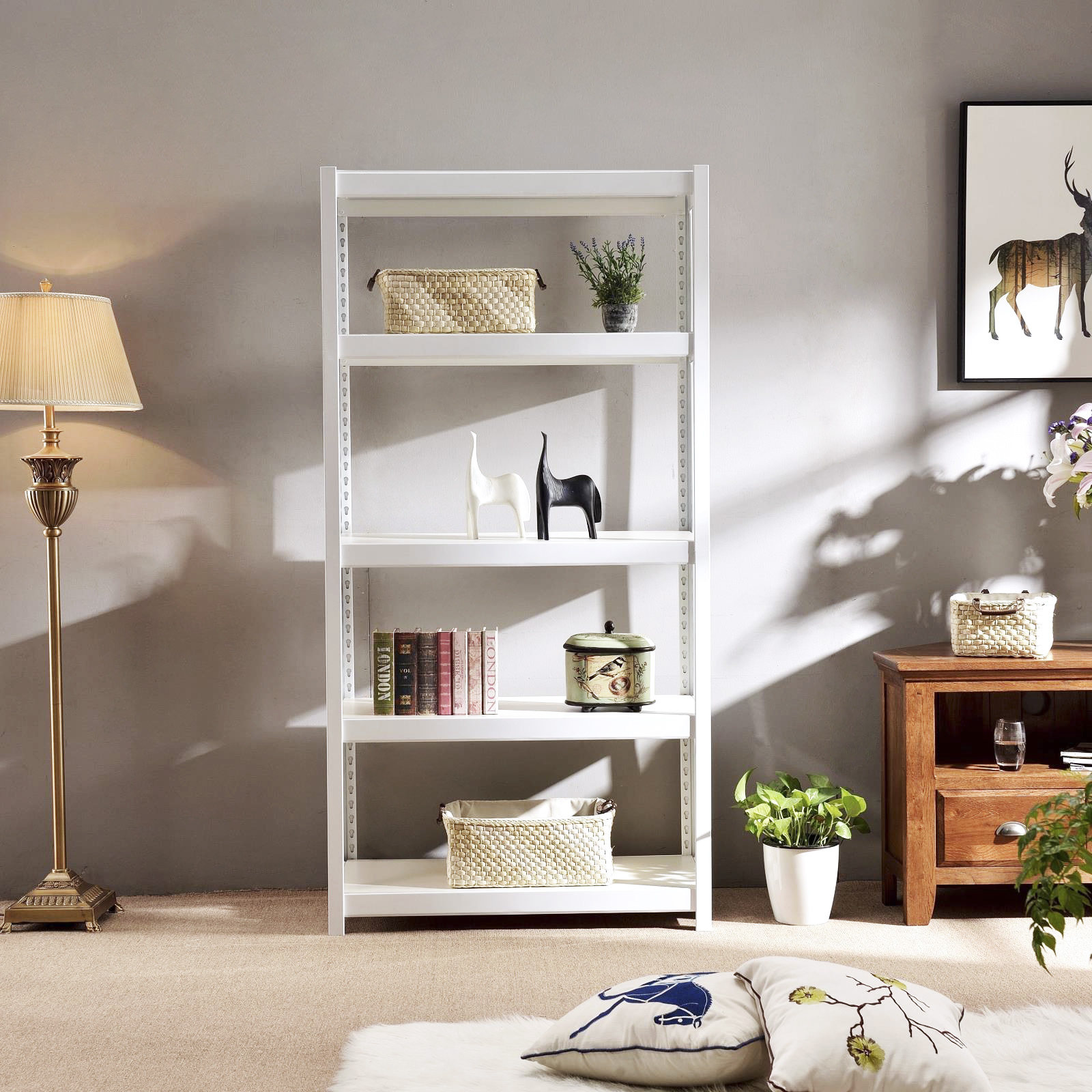 白色家用货架置物架展示架仓库定制餐厅厨房阳台仓储货架