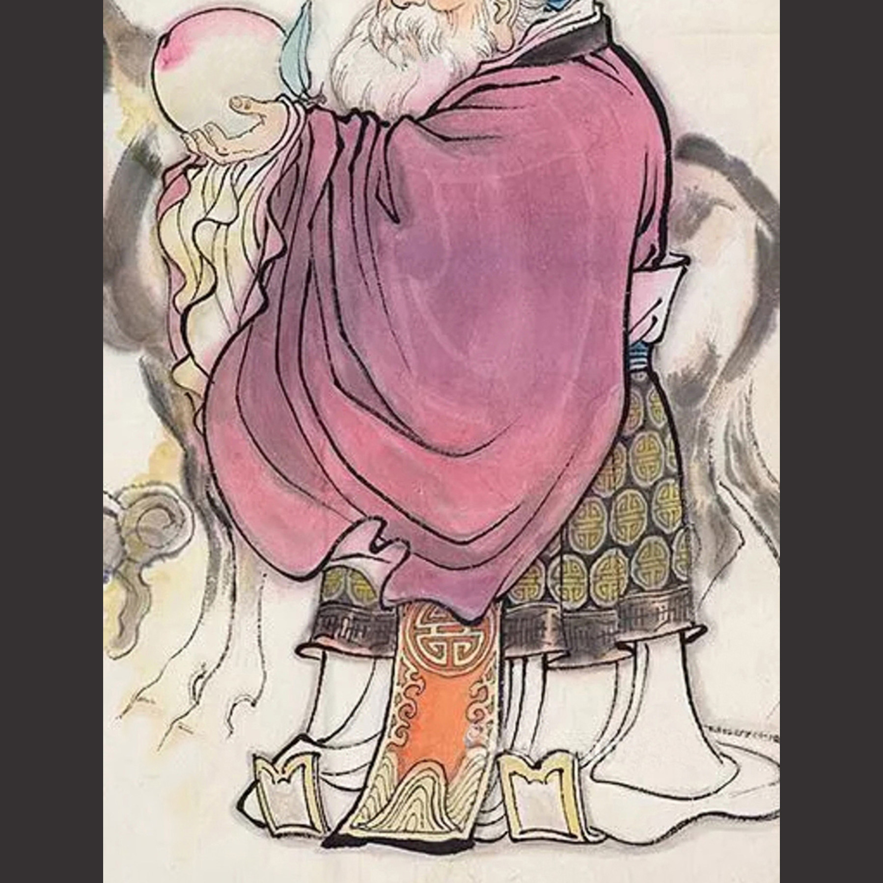 竖幅四尺宏正祝寿国画孙宏正名家真迹仙翁南极国画