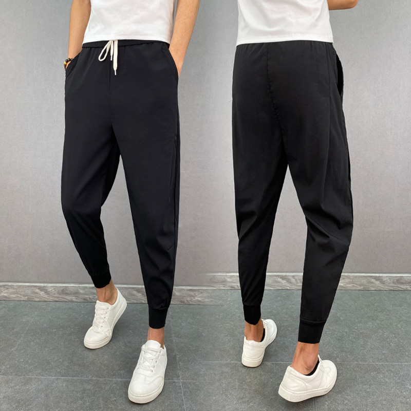 九分裤男夏季薄款黑武士束脚休闲裤修身小脚精神小伙潮流百搭裤子